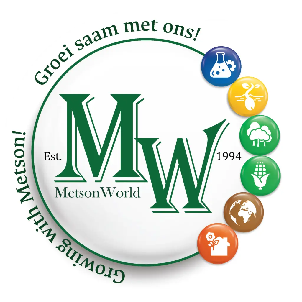 MetsonWorld logo: green MW monogram in a circular badge with the slogan Growing with Metson, established 1994