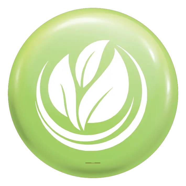 Water insoluble nutrient icon: white leaf motif on a glossy green circular badge
